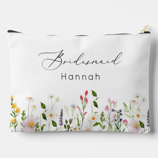 ワイルドフラワーミニマルエレガントリスト花嫁メイクアップ アクセサリーポーチ (裏面)