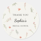 ワイルドフラワーミニマルバジェットブライダルシャワー感謝してい ラウンドシール (正面)