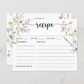 ワイルドフラワーミニマルブライダルシャワーレシピカード (正面/裏面)