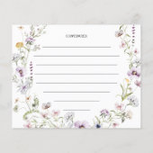 ワイルドフラワーミニマルブライダルシャワーレシピカード (裏面)