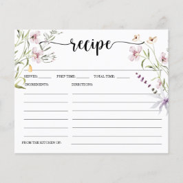 ワイルドフラワーミニマルブライダルシャワーレシピカード