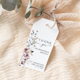 ワイルドフラワーミニマルボホモダンベイビー感謝していシャワー ギフトタグ