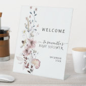 ワイルドフラワーミニマルボホモダン赤ちゃんシャワーへようこそ 台座サイン (インサイチュ)
