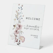 ワイルドフラワーミニマルボホモダン赤ちゃんシャワーへようこそ 台座サイン (正面)