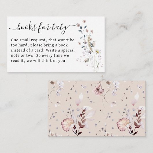 ワイルドフラワーミニマルボホモダン赤ちゃんシャワー本 エンクロージャーカード (正面/裏面)