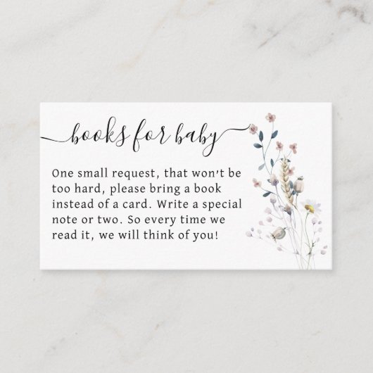 ワイルドフラワーミニマルボホモダン赤ちゃんシャワー本 エンクロージャーカード (正面)
