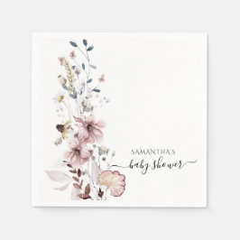 ワイルドフラワーミニマルボホモダン赤ちゃんシャワー スタンダードカクテルナプキン