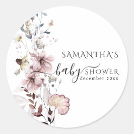 ワイルドフラワーミニマルボホモダン赤ちゃんシャワー ラウンドシール