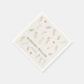 ワイルドフラワーミニマルボホーベージュフローラズ結婚 スタンダードカクテルナプキン (角)