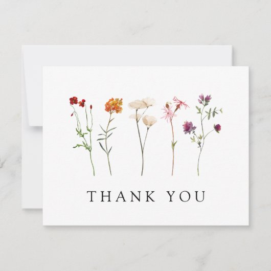 ワイルドフラワーミニマルレズビアンプライドフローラ結婚ズ サンキューカード (正面)