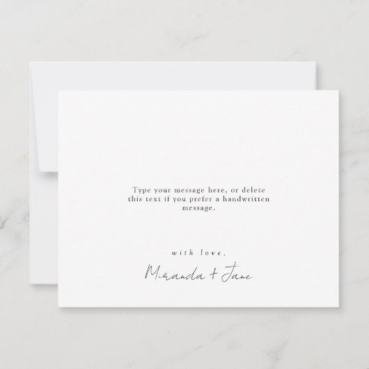 ワイルドフラワーミニマルレズビアンプライドフローラ結婚ズ サンキューカード (裏面)