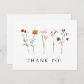 ワイルドフラワーミニマルレズビアンプライドフローラ結婚ズ サンキューカード (正面/裏面)