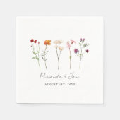 ワイルドフラワーミニマルレズビアンプライドフローラ結婚ズ スタンダードカクテルナプキン (正面)