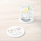 ワイルドフラワーミニマルレズビアンプライドフローラ結婚ズ ラウンドペーパーコースター (インサイチュ)