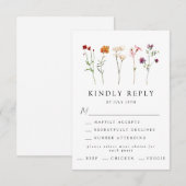 ワイルドフラワーミニマルレズビアンプライドフローラ結婚ズ 出欠カード (正面/裏面)