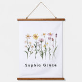 ワイルドフラワーミニマル名前をカスタムする 吊り下げ型タペストリー (正面)