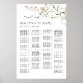 ワイルドフラワーミニマル結婚リストのアルファベットの座席 ポスター (正面)