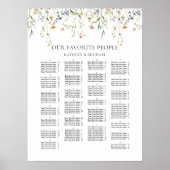 ワイルドフラワーミニマル結婚リストのアルファベットの座席 ポスター (正面)