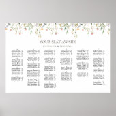 ワイルドフラワーミニマル結婚リストのアルファベットの座席 ポスター (正面)