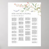 ワイルドフラワーミニマル結婚リストのアルファベットの座席 ポスター (正面)