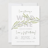 ワイルドフラワーミニマル誕生日招待状 招待状 (正面)