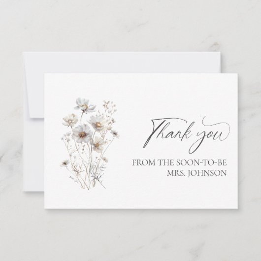 ワイルドフラワーミニマルBridalシャワーありがとう サンキューカード (正面)