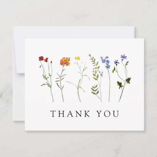 ワイルドフラワーミニマルLGBTQゲイプライドフローラ結婚ズ サンキューカード (正面)