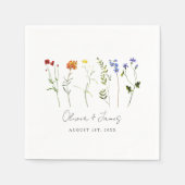 ワイルドフラワーミニマルLGBTQゲイプライドフローラ結婚ズ スタンダードカクテルナプキン (正面)