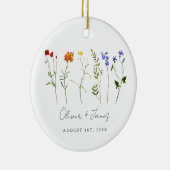 ワイルドフラワーミニマルLGBTQゲイプライドフローラ結婚ズ セラミックオーナメント (右)