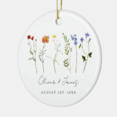 ワイルドフラワーミニマルLGBTQゲイプライドフローラ結婚ズ セラミックオーナメント (左)