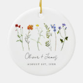 ワイルドフラワーミニマルLGBTQゲイプライドフローラ結婚ズ セラミックオーナメント (裏面)