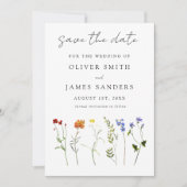 ワイルドフラワーミニマルLGBTQゲイプライドフローラ結婚ズ セーブザデート (正面)