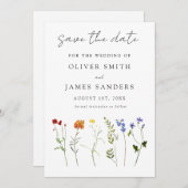 ワイルドフラワーミニマルLGBTQゲイプライドフローラ結婚ズ セーブザデート (正面/裏面)