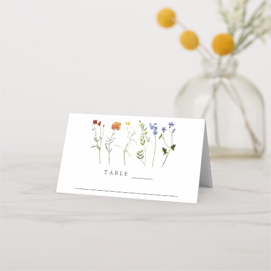 ワイルドフラワーミニマルLGBTQゲイプライドフローラ結婚ズ プレイスカード (正面)