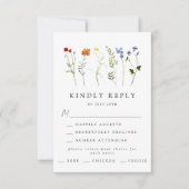 ワイルドフラワーミニマルLGBTQゲイプライドフローラ結婚ズ 出欠カード (正面)