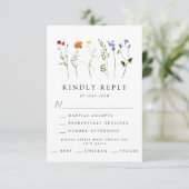 ワイルドフラワーミニマルLGBTQゲイプライドフローラ結婚ズ 出欠カード (スタンド正面)