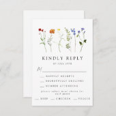 ワイルドフラワーミニマルLGBTQゲイプライドフローラ結婚ズ 出欠カード (正面/裏面)