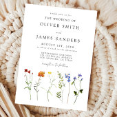 ワイルドフラワーミニマルLGBTQゲイプライドフローラ結婚ズ 招待状