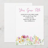 ワイルドフラワーミーティング オーダーメイド ベビーシャワー ゲーム カード (正面/裏面)