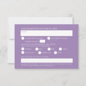 ワイルドフラワーミールのオプション紫色のボホ秋の結婚式 出欠カード (裏面)