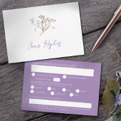 ワイルドフラワーミールのオプション紫色のボホ秋の結婚式 出欠カード