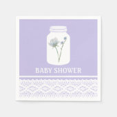 ワイルドフラワーメイソンの瓶とレースの赤ちゃんシャワー スタンダードカクテルナプキン (正面)