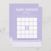 ワイルドフラワーメイソンの瓶とレース赤ちゃんシャワービンゴ 招待状 (正面/裏面)