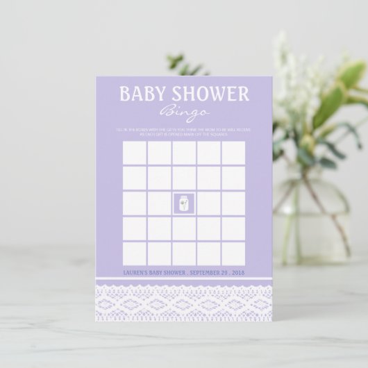 ワイルドフラワーメイソンの瓶とレース赤ちゃんシャワービンゴ 招待状 (スタンド正面)