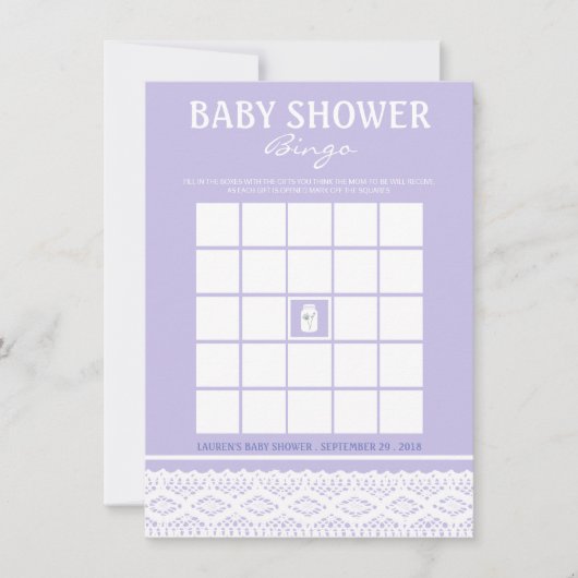 ワイルドフラワーメイソンの瓶とレース赤ちゃんシャワービンゴ 招待状 (正面)