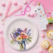 ワイルドフラワーメイソンジャールブライダルシャワー紙プレート ペーパープレート (パーティー)