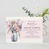 ワイルドフラワーメイソンジャー素朴ブライダルシャワー 招待状 (スタンド正面)