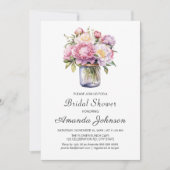 ワイルドフラワーメイソンジャー素朴ブライダルシャワー 招待状 (正面)