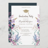 ワイルドフラワーメドゥ グリッター 卒業帽 招待状 (正面/裏面)