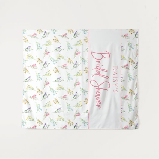 ワイルドフラワーメドウかわいらしブライダルシャワータペストリー タペストリー (正面(横))